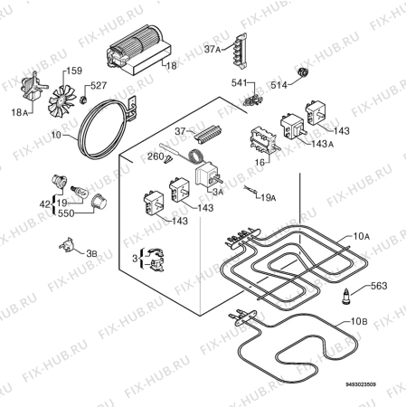 Взрыв-схема плиты (духовки) Privileg 518671_60089 - Схема узла Electrical equipment 268